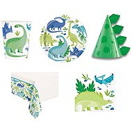 GODAN Children's Dinosaur Birthday Party Set, 16 people, 71 pieces - Party Accessories