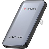VERBATIM Essentials Slim GaN Charger 65W US/EU/UK - 2× USB-C PD 65W - Black - Wall Charger