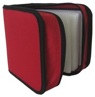 QCP Pouzdro na 64 CD/DVD - NYLON, čtvercové, červené (red) - -