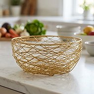 Style Point Metal wire basket 26,5 cm, gold - Bread Basket