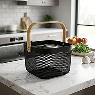 Gastro Basket with bamboo handle, metal, height 237 mm, diameter 242 mm - Bread Basket