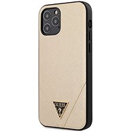 Guess Saffiano V Stitch for Apple iPhone 12/12 Pro, Gold - Phone Cover