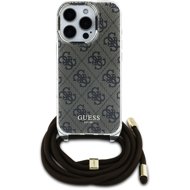Guess IML 4G Printed Crossbody Strap Back Cover for iPhone 16 Pro Max Brown - Phone Cover
