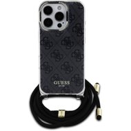 Guess IML 4G Printed Crossbody Strap Back Cover for iPhone 16 Pro Black - Phone Cover