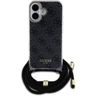 Guess IML 4G Printed Crossbody Strap Back Cover for iPhone 16 Black - Phone Cover