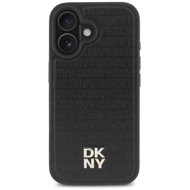 DKNY PU Leather Repeat Pattern Stack Logo iPhone 16 Plus fekete MagSafe tok - Telefon tok