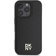 DKNY PU Leather Repeat Pattern Stack Logo MagSafe Back Cover for iPhone 16 Pro Black - Phone Cover