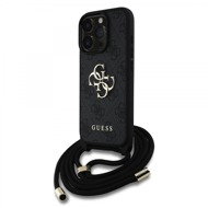Guess PU 4G Metal Logo Crossbody Strap Back Cover for iPhone 16 Pro Black - Phone Cover