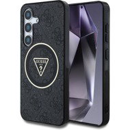 Guess IML 4G Glitter and Triangle Logo MagSafe Back Cover for Samsung Galaxy S25 Black - Phone Cover