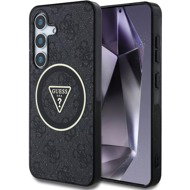 Guess IML 4G Glitter and Triangle Logo MagSafe Back Cover for Samsung Galaxy S25+ Black - Phone Cover