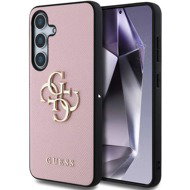Guess PU Grained 4G Metal Logo Back Cover for Samsung Galaxy S25 Pink - Phone Cover