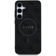 Guess PU Leather 4G Colored Ring MagSafe Back Cover for Samsung Galaxy S25 Black - Phone Cover