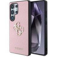 Guess PU 4G Metal Logo Back Cover for Samsung Galaxy S25 Ultra Pink - Phone Cover