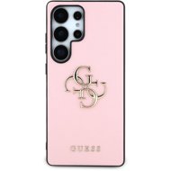 Guess PU Grained 4G Metal Logo Back Cover for Samsung Galaxy S25 Ultra Pink - Phone Cover