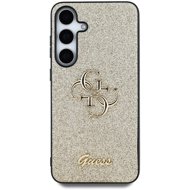 Guess PU Fixed Glitter 4G Metal Logo Back Cover for Samsung Galaxy S25 Gold - Phone Cover