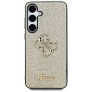 Guess PU Fixed Glitter 4G Metal Logo Back Cover for Samsung Galaxy S25+ Gold - Phone Cover