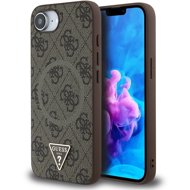 Guess PU 4G Strass Triangle Metal Logo MagSafe Back Cover for iPhone 16e/17e Brown - Phone Cover