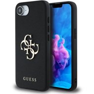 Guess PU Grained 4G Metal Logo Back Cover for iPhone 16e/17e Black - Phone Cover