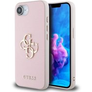 Guess PU Grained 4G Metal Logo Back Cover for iPhone 16e/17e Pink - Phone Cover
