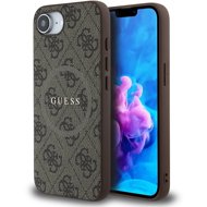 Guess PU Leather 4G Colored Ring MagSafe Back Cover for iPhone 16e/17e Brown - Phone Cover