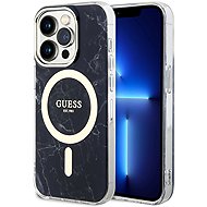 Guess IML Marble MagSafe Back Cover for iPhone 13 Pro Black - Phone Cover