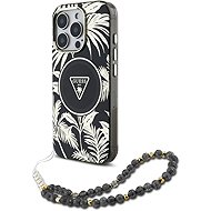 Guess IML Palm Trees Triangle Logo Pearl Strap MagSafeRückseiten-Hülle für iPhone 16 Pro Black - Handyhülle