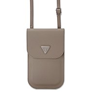 Guess PU Grained Triangle Logo Handytasche Brown - Softcase-Handyhülle