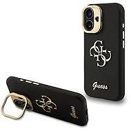 Guess PU Grained 4G Logo Stand Camera Frame Back Cover for iPhone 16 Black - Phone Cover