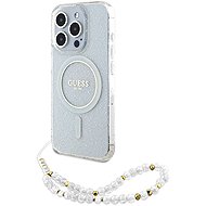 Guess IML Glitter Pearl Strap MagSafe Back Cover for iPhone 15 Pro Max Transparent - Phone Cover