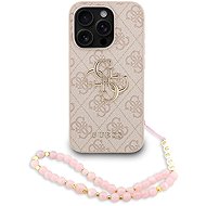 Guess PU 4G Metal Logo Strap Back Cover for iPhone 15 Pro Max Pink - Phone Cover