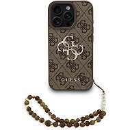 Guess PU 4G Metal Logo Strap Back Cover for iPhone 16 Pro Brown - Phone Cover