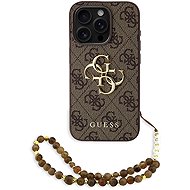 Guess PU 4G Metal Logo Strap Back Cover for iPhone 15 Pro Max Brown - Phone Cover
