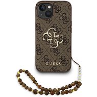 Guess PU 4G Metal Logo Strap Back Cover for iPhone 15 Brown - Phone Cover