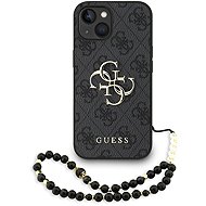 Guess PU 4G Metal Logo Strap Back Cover für das iPhone 15 Black - Handyhülle