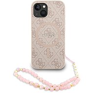 Guess PU Leather 4G coloured Ring Strap MagSafe Back Cover for iPhone 15 Pink - Phone Cover