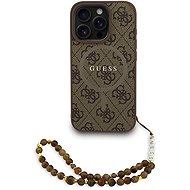 Guess PU Leather 4G coloured Ring Strap MagSafe Back Cover for iPhone 16 Pro Max Brown - Phone Cover