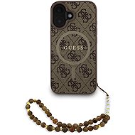 Guess PU Leather 4G coloured Ring Strap MagSafe Back Cover for iPhone 16 Brown - Phone Cover