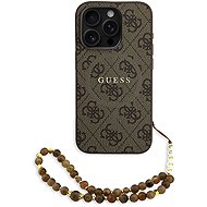 Guess PU Leather 4G coloured Ring Strap MagSafe Back Cover for iPhone 15 Pro Brown - Phone Cover