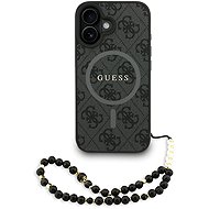 Guess PU Leather 4G coloured Ring Strap MagSafe Back Cover for iPhone 16 Black - Phone Cover