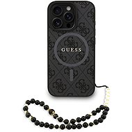 Guess PU Leather 4G coloured Ring Strap MagSafe Back Cover for iPhone 16 Pro Black - Phone Cover