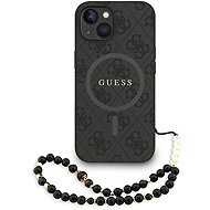 Guess PU Leather 4G coloured Ring Strap MagSafe Back Cover for iPhone 15 Black - Phone Cover