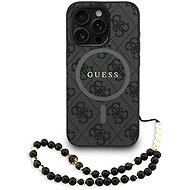 Guess PU Leather 4G coloured Ring Strap MagSafe Back Cover for iPhone 15 Pro Black - Phone Cover
