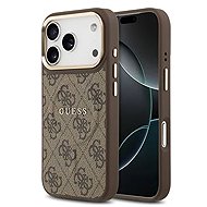 Guess PU Leather 4G Gold Frame MagSafe Back Cover for iPhone 17 Pro Brown - Phone Cover