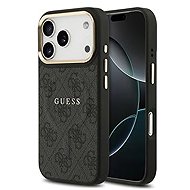 Guess PU Leather 4G Gold Frame MagSafe Back Cover for iPhone 17 Pro Black - Phone Cover