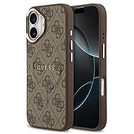Guess PU Leather 4G Gold Frame MagSafe Back Cover for iPhone 17 Brown - Phone Cover