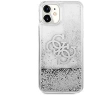 Guess TPU Big 4G Liquid Glitter Silver Apple iPhone 11 Transparent tok - Telefon tok