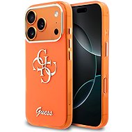 Guess IML 4G Script Metal Logo Back Cover for iPhone 17 Pro Max Orange - Phone Cover