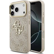 Guess PU Leather 4G Metal Logo Gold Frame Back Cover for iPhone 17 Pro Pink - Phone Cover