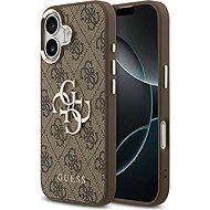 Guess PU Leather 4G Metal Logo Gold Frame Back Cover for iPhone 17 Brown - Phone Cover