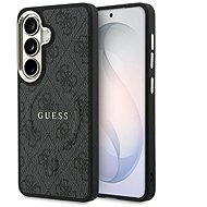 Guess PU Leather 4G Strass Logo Gold Frame Magnetic Back Cover for Samsung Galaxy S26 Black - Phone Cover